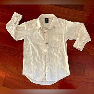 Gap Kids Boys Shirt Button Down linens Shirt Off White Top Sz XS 4 / 5